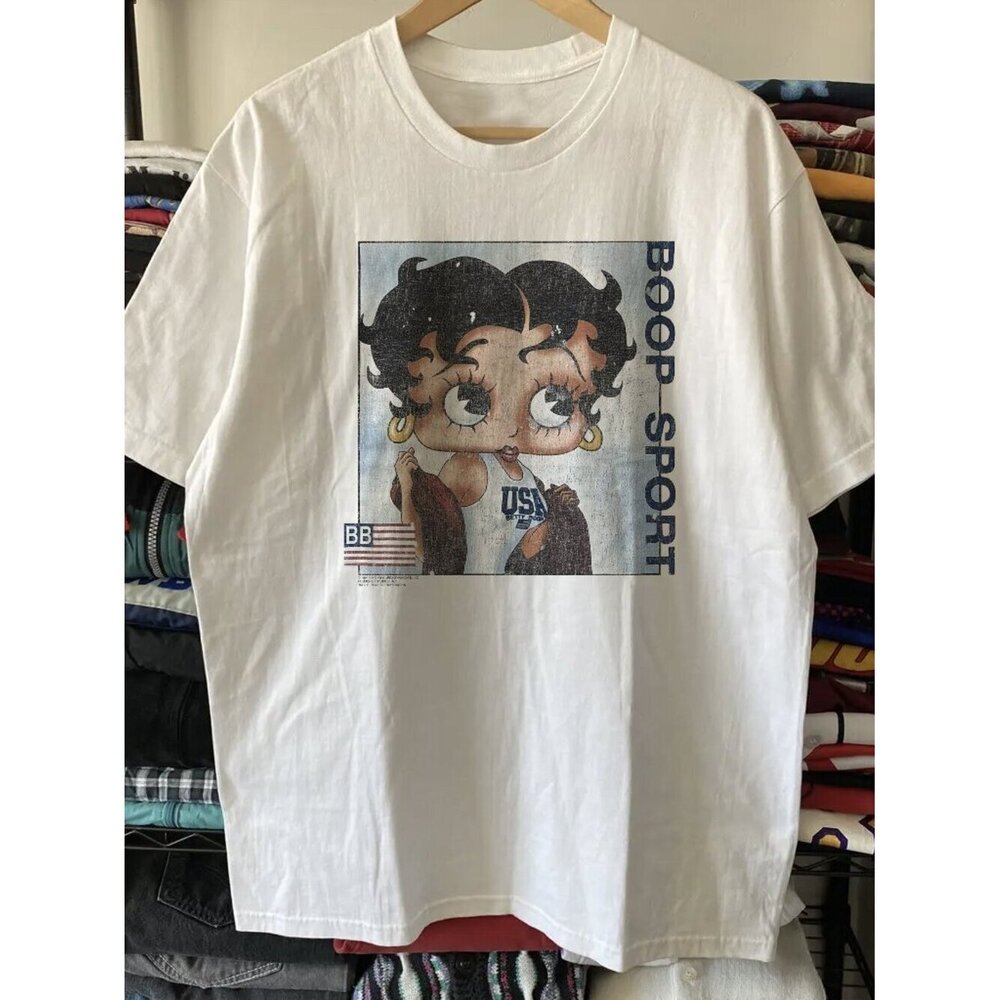 90s Betty Boop Sport Washed White Tee .